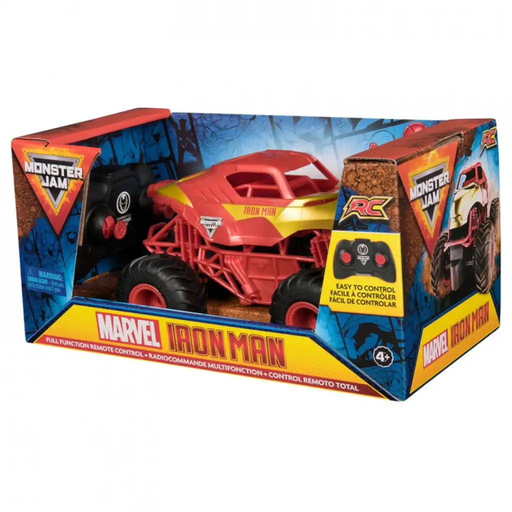 Gedetailleerde afwerking van de iconische rood-gouden monstertruck.