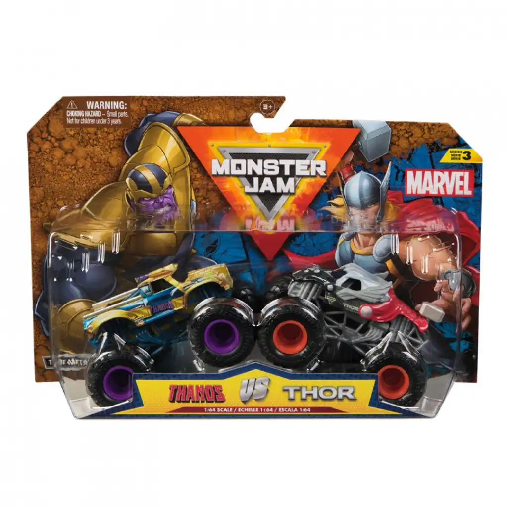 Nauwkeurige details en metalen duurzaamheid van de trucks Thanos en Thor.