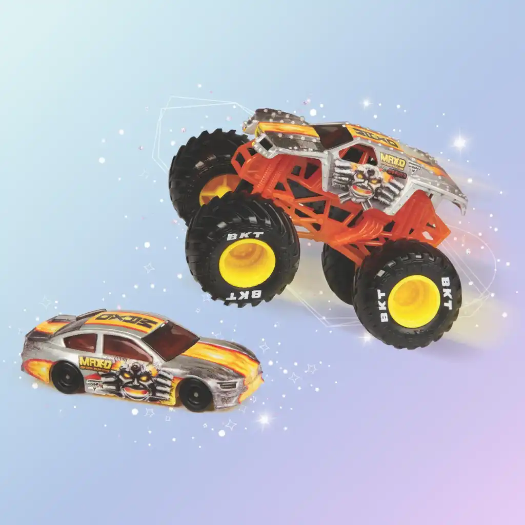 Dubbele dosis plezier met truck en raceauto.