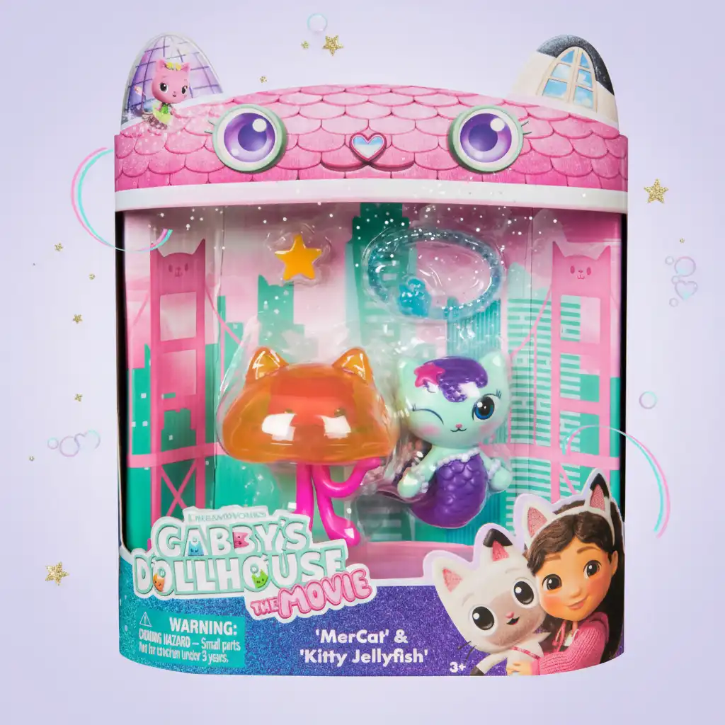 Nauwkeurig vervaardigde figuurtjes van Meerminkat en Meduzka met originele accessoires.