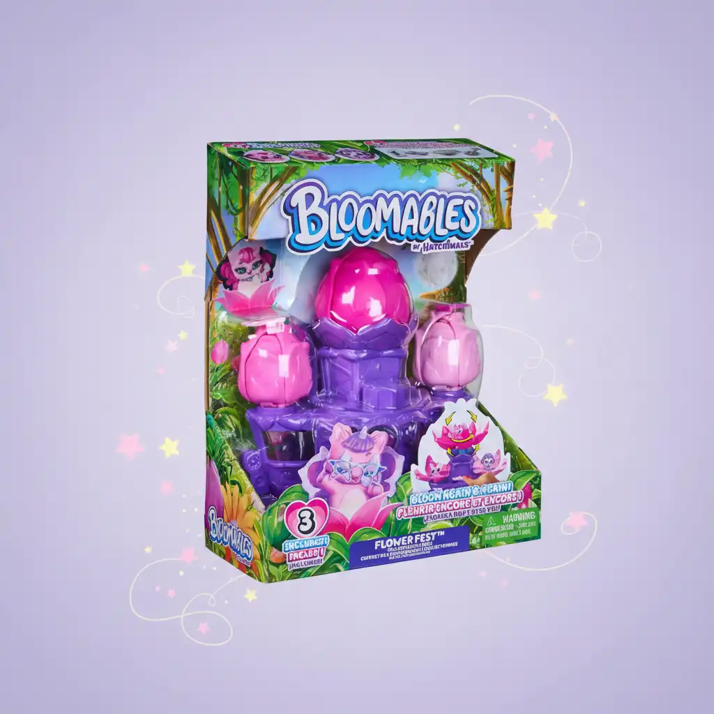 Ervaar magische bloei en ontdek verborgen Hatchimals figuurtjes op het podium.