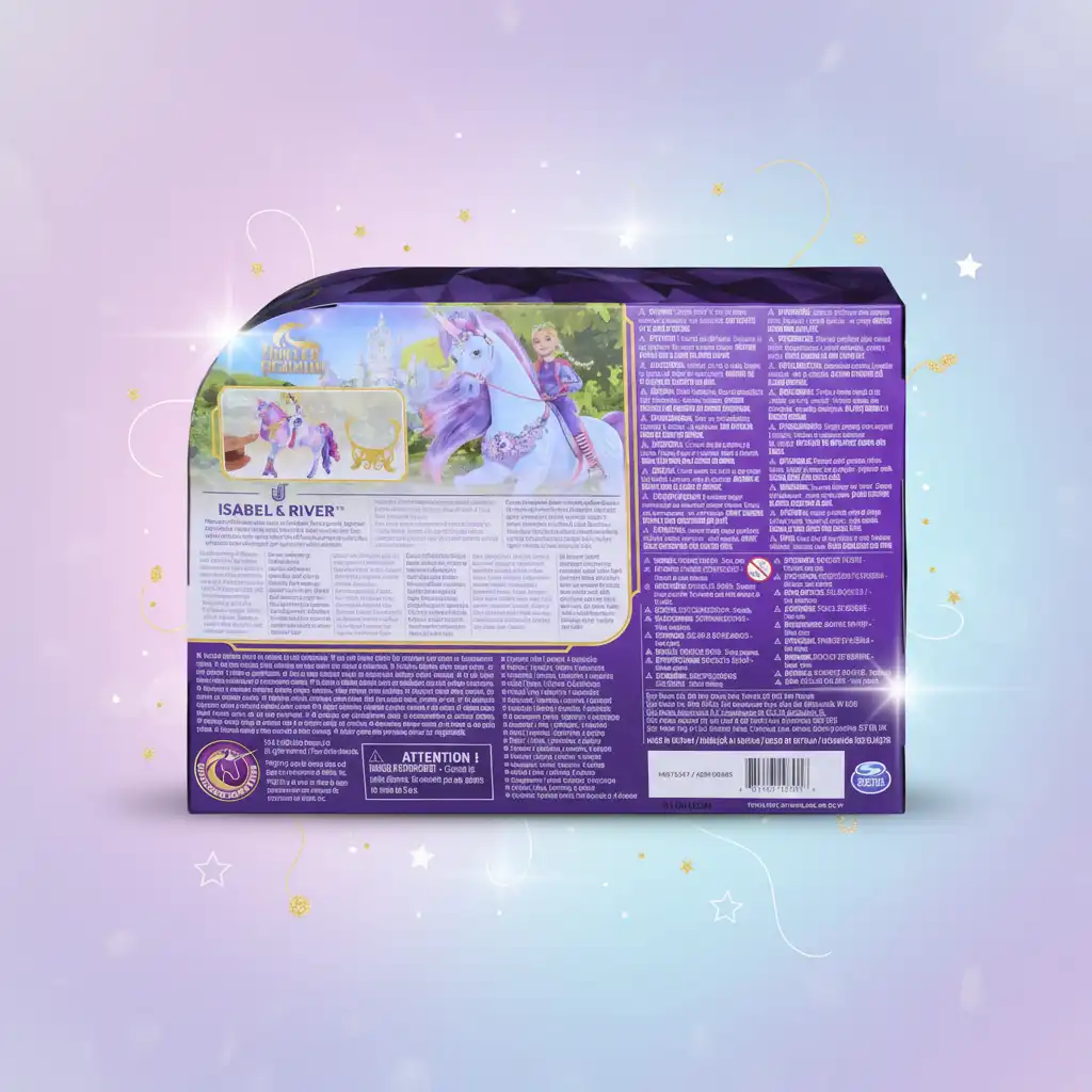 Gedetailleerde pop Isabel en haar verlichte eenhoorn River.