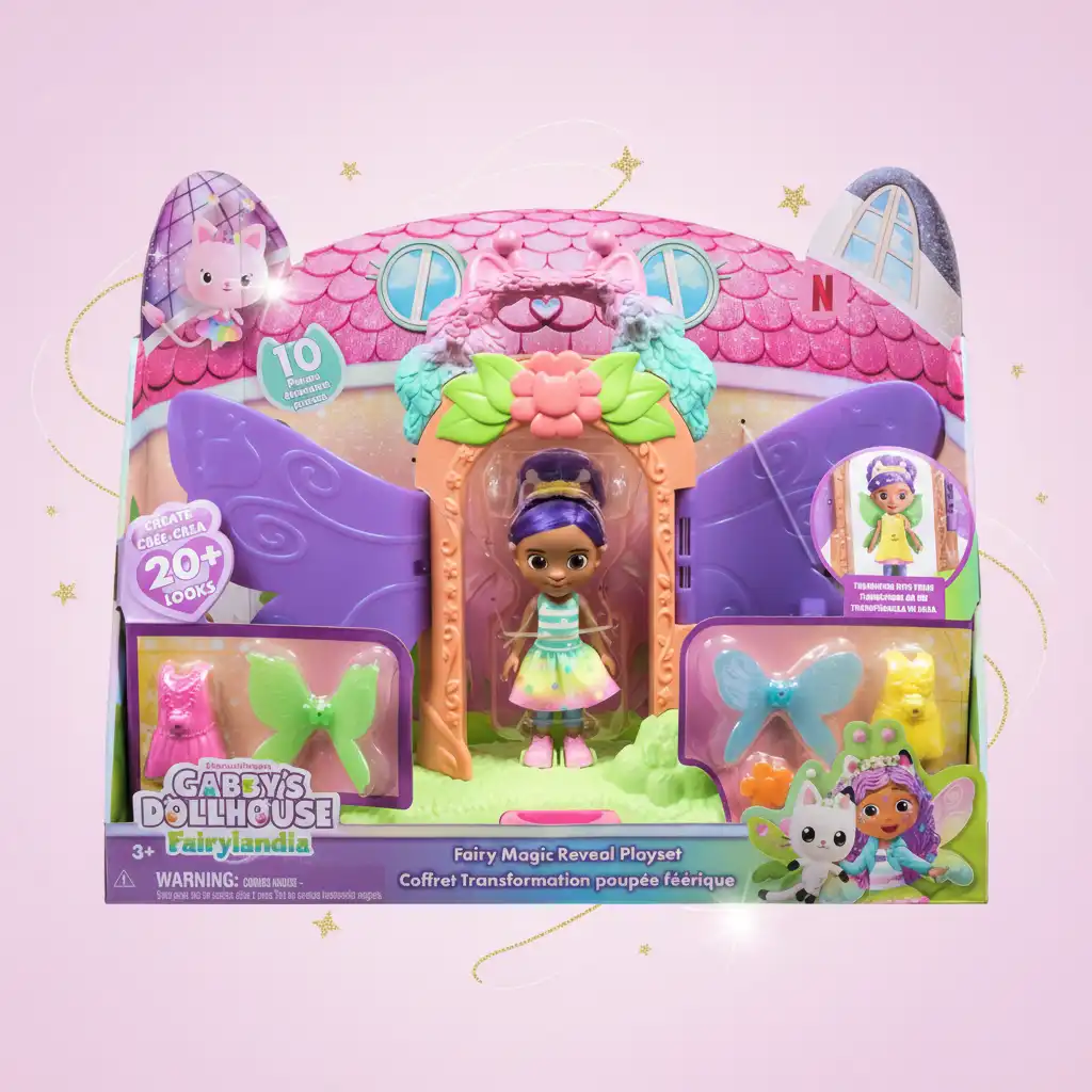 Gedetailleerd ontworpen pop Gabby met magnetische accessoires voor gemakkelijk spel.