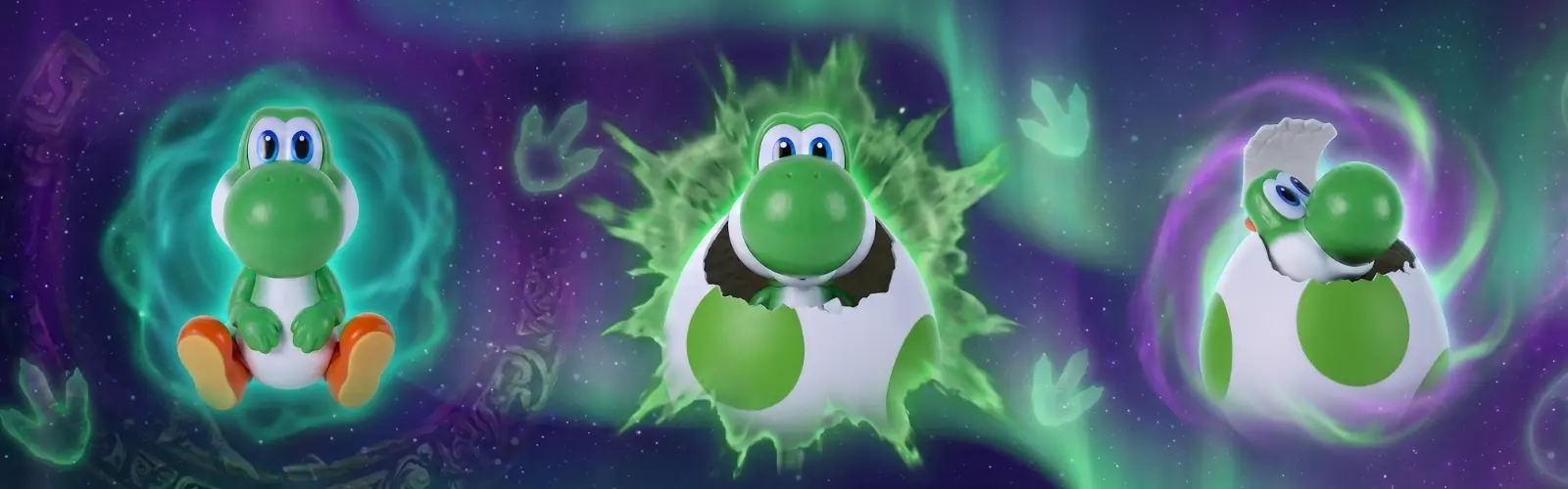 Beleef het magische moment van het uitkomen met de interactieve Yoshi bij jou thuis.